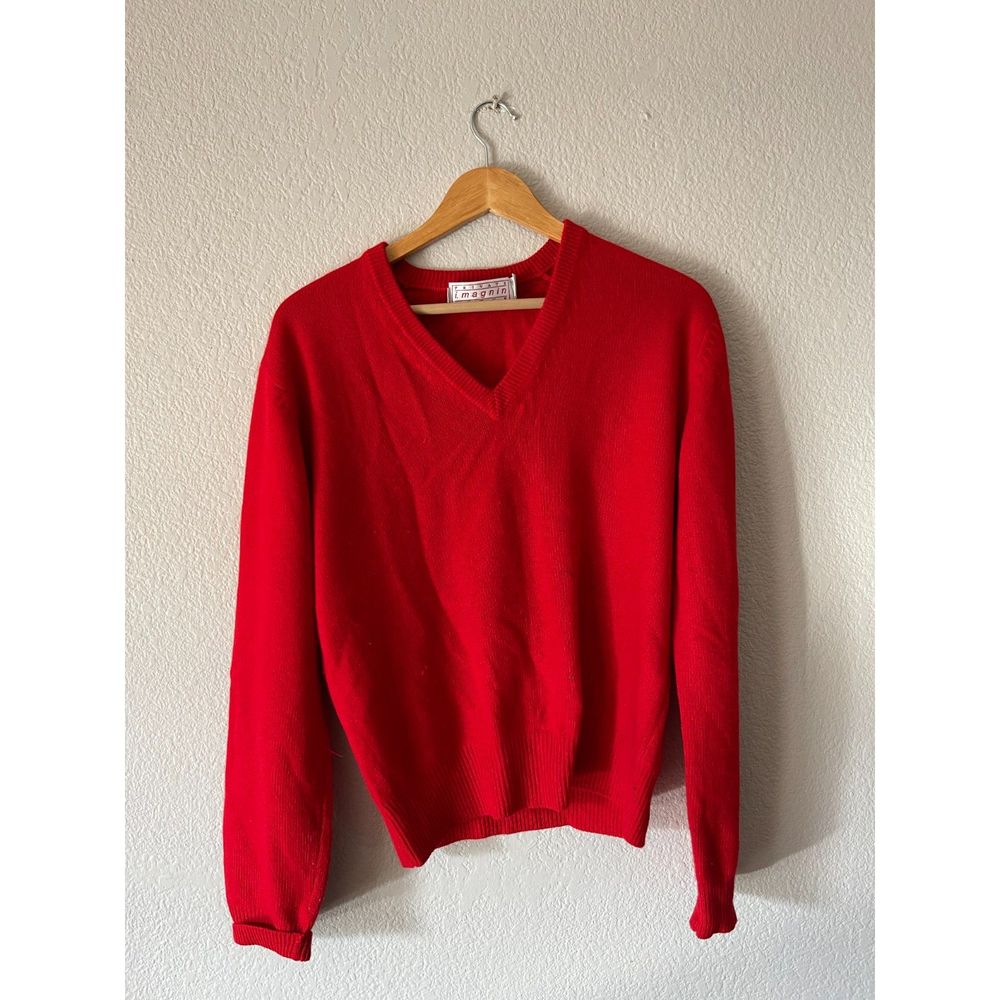 Vintage I Magnin 100% Cashmere Sweater, Made in Hong Kong, Red (S)